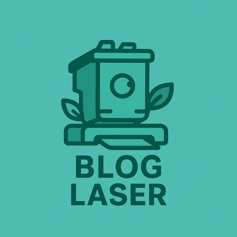 Logo de Blog Laser avec un design minimaliste et des éléments végétaux.